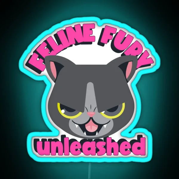 Feline Fury Unleashed Cat Humor RGB Neon Sign