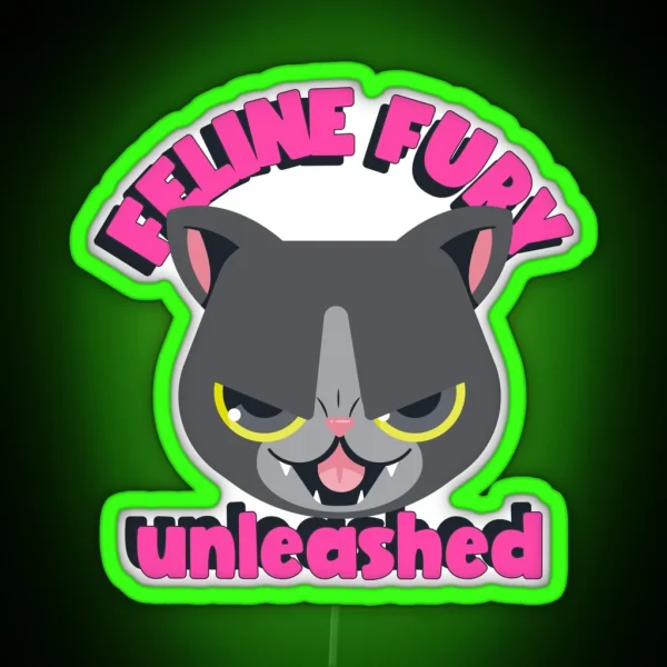 Feline Fury Unleashed Cat Humor RGB Neon Sign