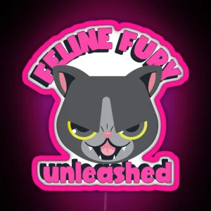 Feline Fury Unleashed Cat Humor RGB Neon Sign