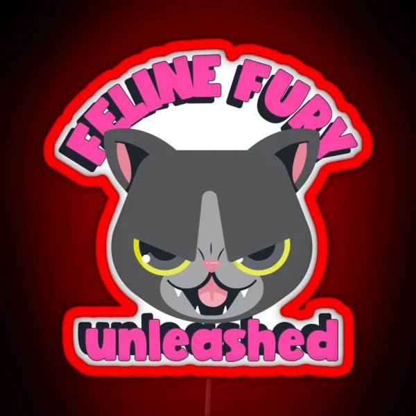 Feline Fury Unleashed Cat Humor RGB Neon Sign
