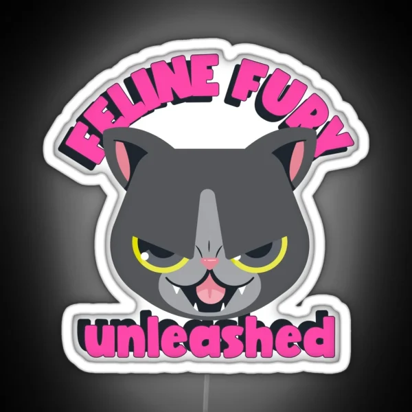 Feline Fury Unleashed Cat Humor RGB Neon Sign