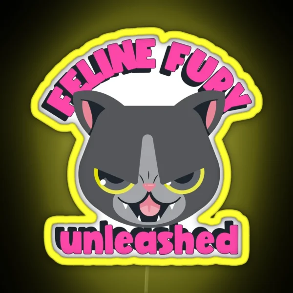 Feline Fury Unleashed Cat Humor RGB Neon Sign