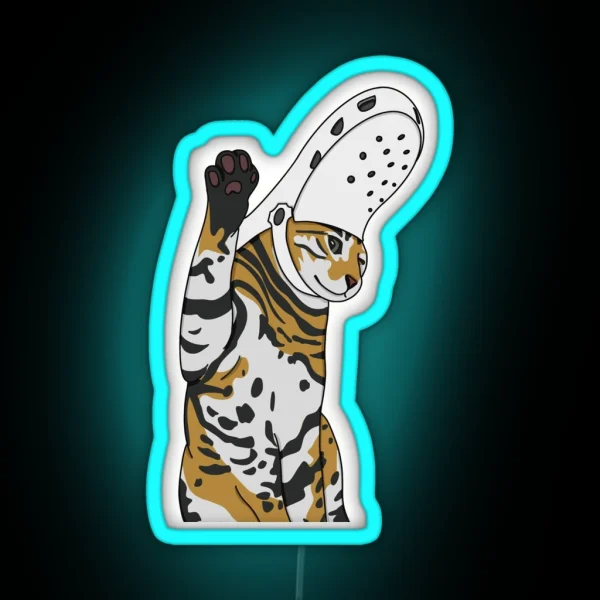 Feline Humor Slipper Chic RGB Neon Sign