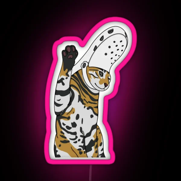 Feline Humor Slipper Chic RGB Neon Sign