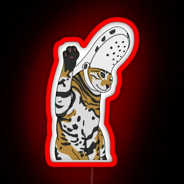 Feline Humor Slipper Chic RGB Neon Sign