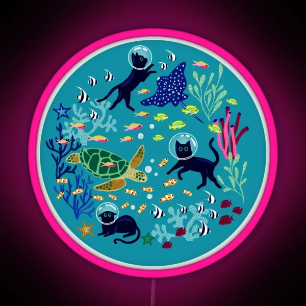 Feline Seabed Exploration RGB Neon Sign