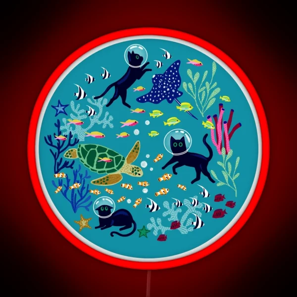 Feline Seabed Exploration RGB Neon Sign