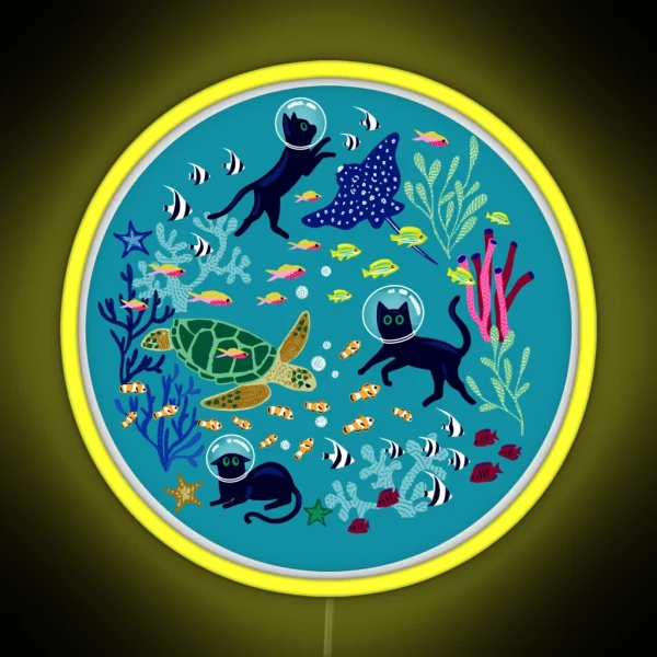 Feline Seabed Exploration RGB Neon Sign