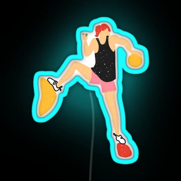 Female Climber White With Red Hair RGB Neon Sign