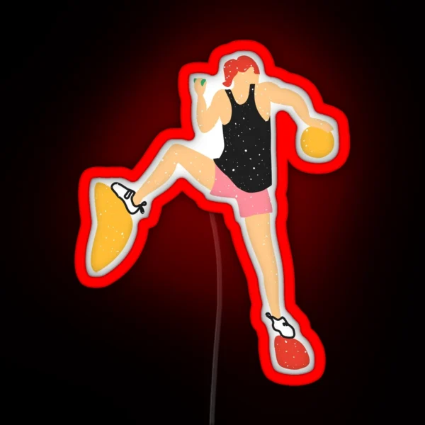 Female Climber White With Red Hair RGB Neon Sign