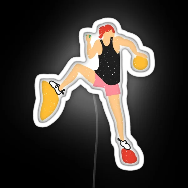 Female Climber White With Red Hair RGB Neon Sign