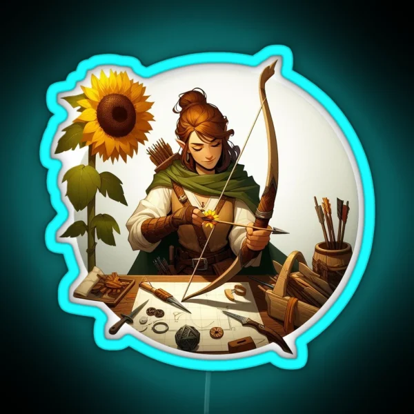 Female Ranger Crafting Survival Tools RGB Neon Sign