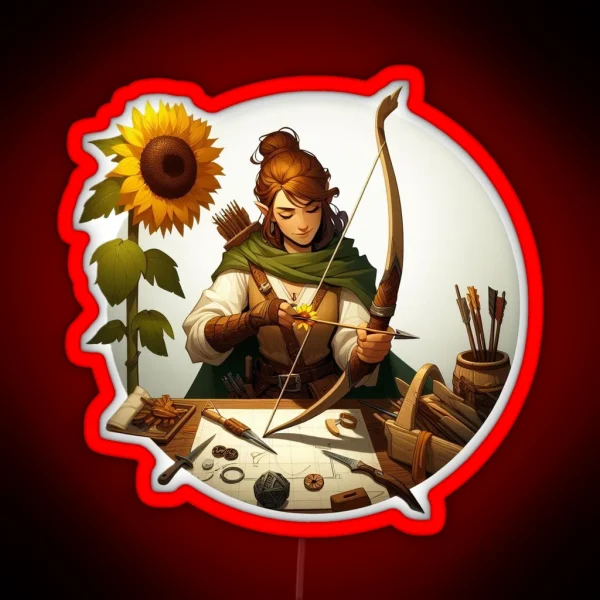 Female Ranger Crafting Survival Tools RGB Neon Sign