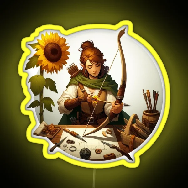 Female Ranger Crafting Survival Tools RGB Neon Sign