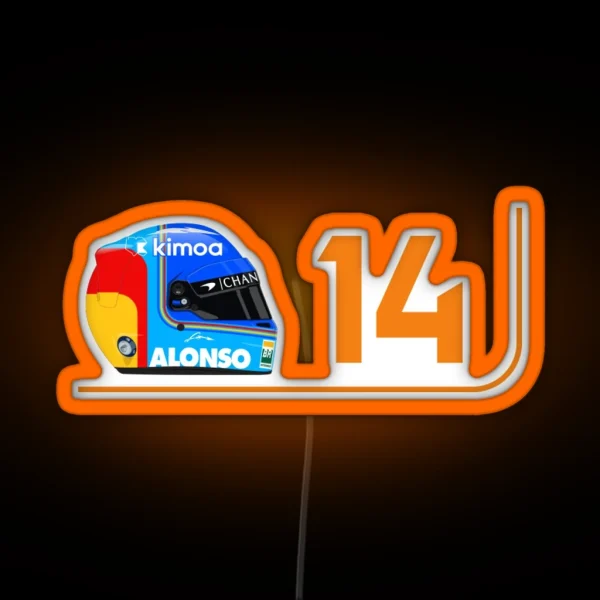Fernando Alonso 2018 Helmet And Number RGB Neon Sign