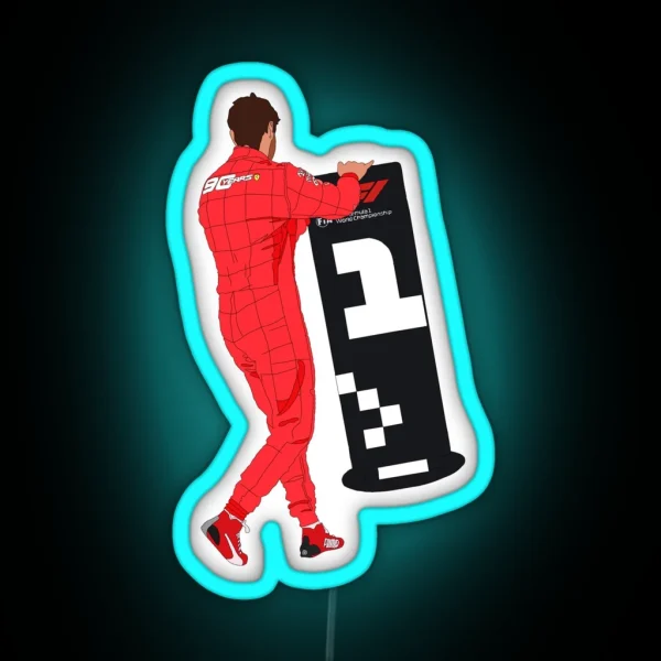 Ferrari Driver Sebastian Vettel Moves The 1 RGB Neon Sign