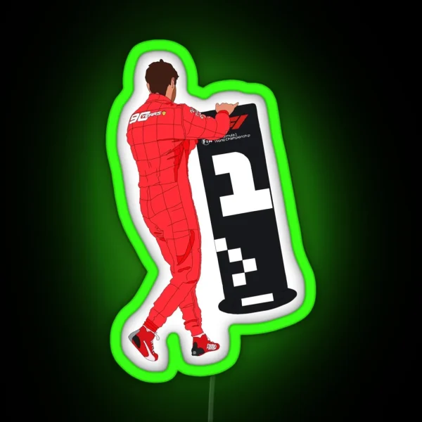 Ferrari Driver Sebastian Vettel Moves The 1 RGB Neon Sign