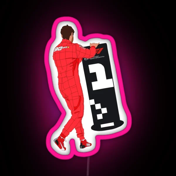 Ferrari Driver Sebastian Vettel Moves The 1 RGB Neon Sign