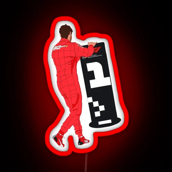 Ferrari Driver Sebastian Vettel Moves The 1 RGB Neon Sign