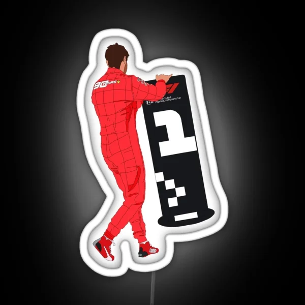 Ferrari Driver Sebastian Vettel Moves The 1 RGB Neon Sign