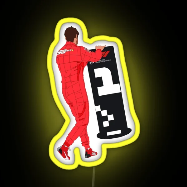 Ferrari Driver Sebastian Vettel Moves The 1 RGB Neon Sign