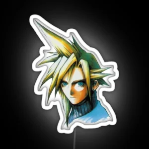 Final Fantasy VII Cloud Strife Portrait RGB Neon Sign