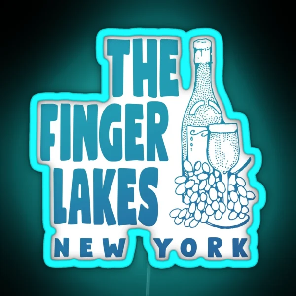 Finger Lakes Winery Wine Tour Gifts Sea Blue RGB Neon Sign