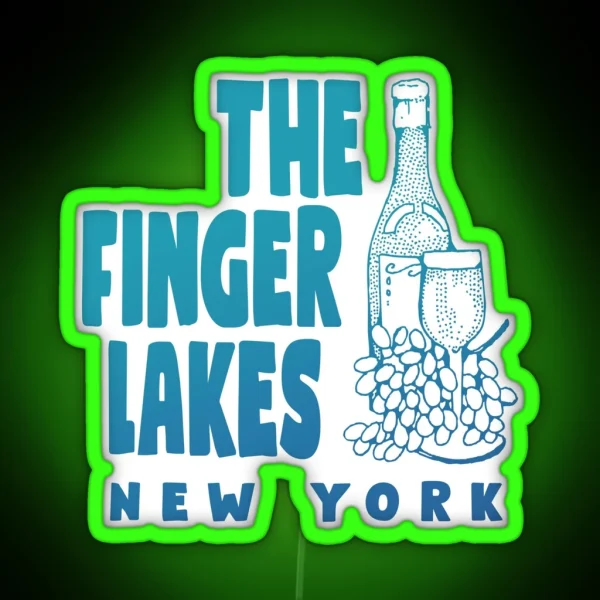 Finger Lakes Winery Wine Tour Gifts Sea Blue RGB Neon Sign