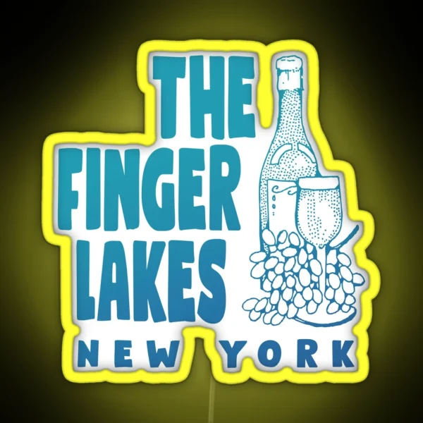 Finger Lakes Winery Wine Tour Gifts Sea Blue RGB Neon Sign