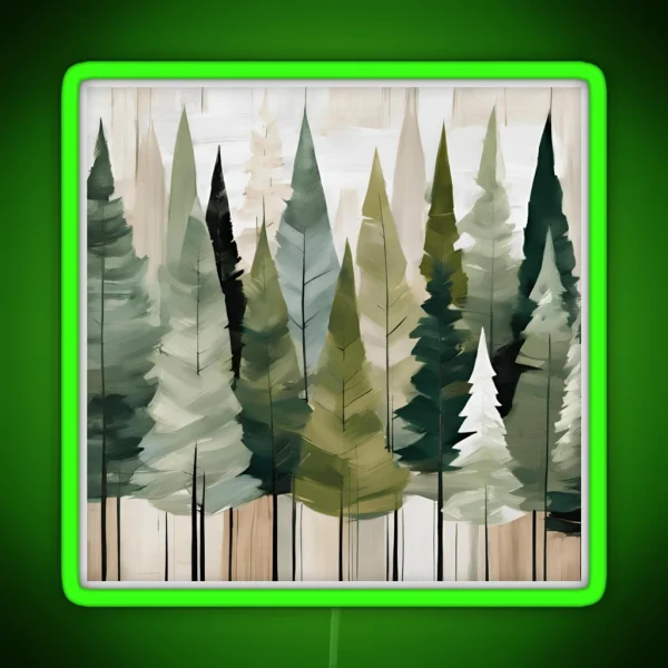 Fir Trees Green Neutrals RGB Neon Sign