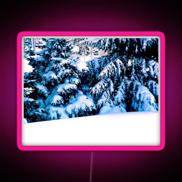 Fir Trees Heavy With Snow RGB Neon Sign