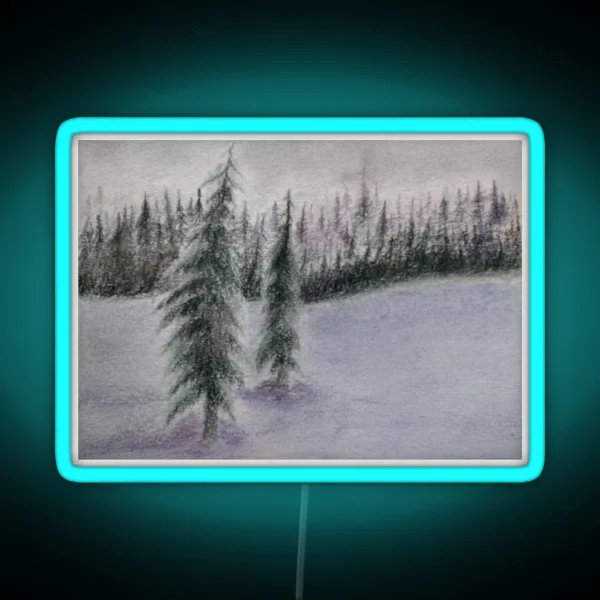 Fir Trees In The Snow RGB Neon Sign