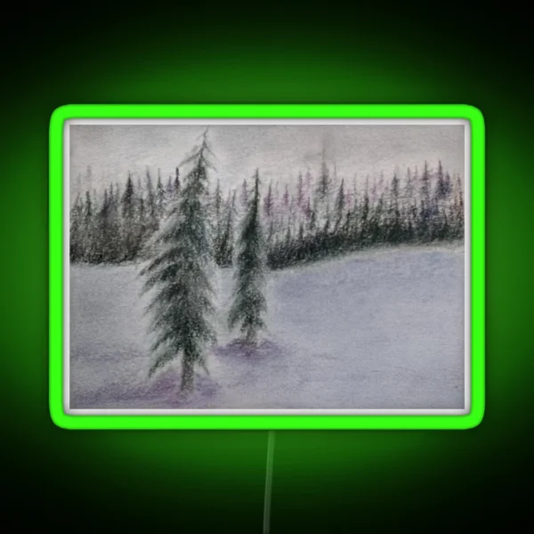 Fir Trees In The Snow RGB Neon Sign