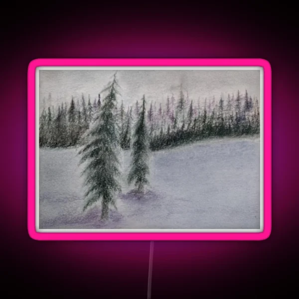 Fir Trees In The Snow RGB Neon Sign