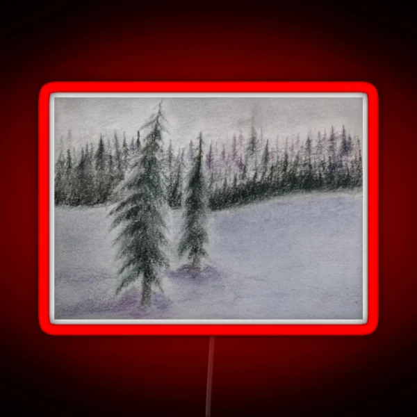Fir Trees In The Snow RGB Neon Sign