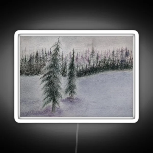 Fir Trees In The Snow RGB Neon Sign