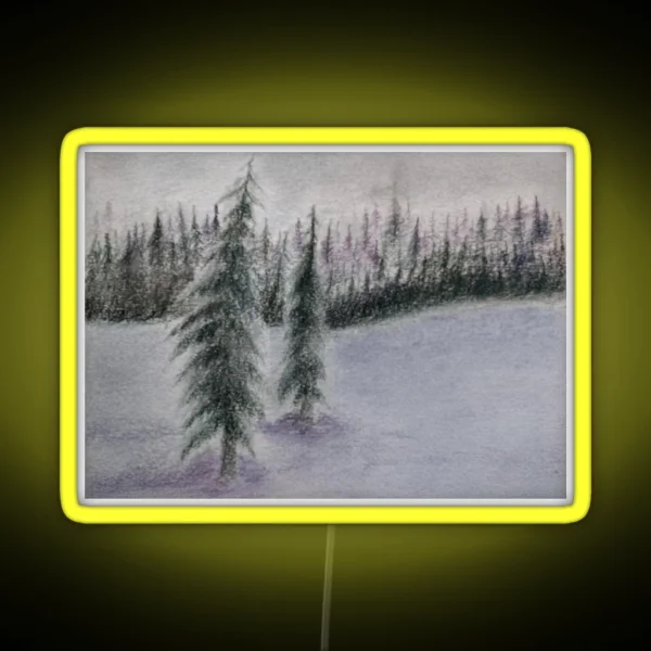 Fir Trees In The Snow RGB Neon Sign