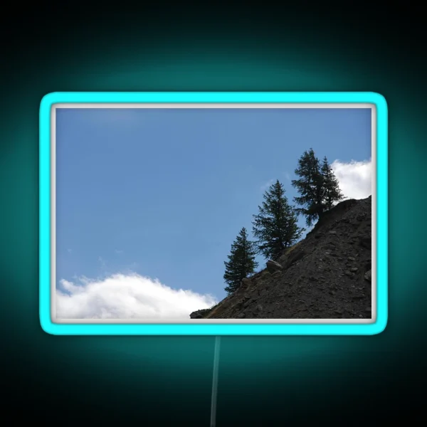 Fir Trees On Mountain Slope Alpine Alps White Cloud RGB Neon Sign