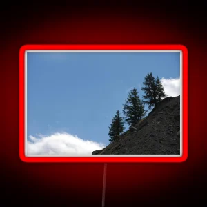 Fir Trees On Mountain Slope Alpine Alps White Cloud RGB Neon Sign