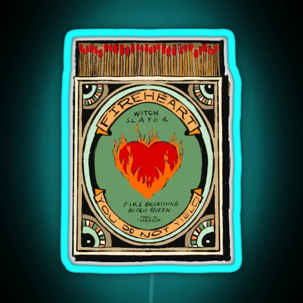 Fire Heart Matchbook RGB Neon Sign