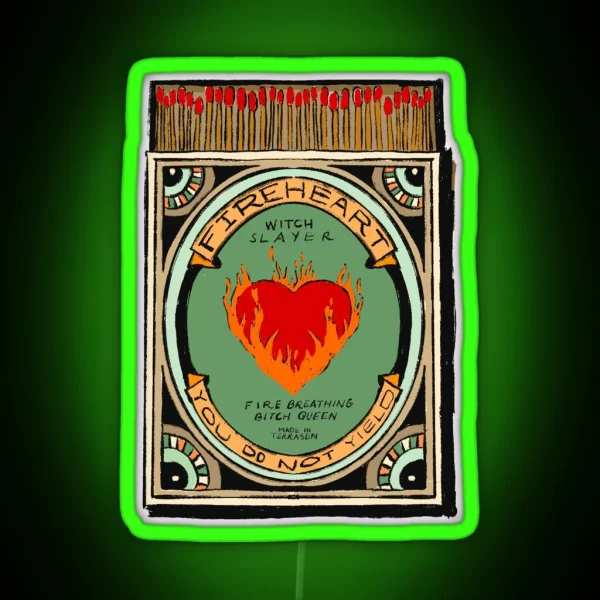 Fire Heart Matchbook RGB Neon Sign