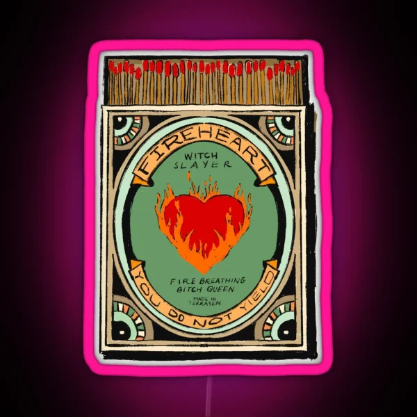 Fire Heart Matchbook RGB Neon Sign
