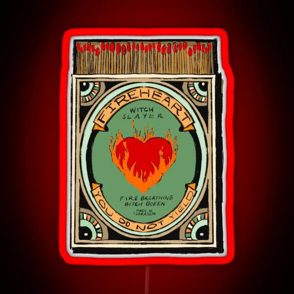 Fire Heart Matchbook RGB Neon Sign