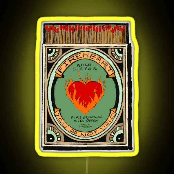 Fire Heart Matchbook RGB Neon Sign