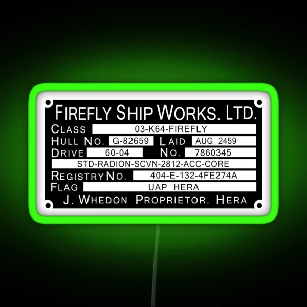 Firefly Ship Works Ltd Led RGB Neon Sign