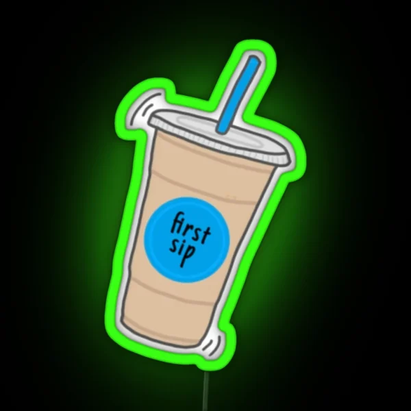 First Sip Coffee Cam Fan Art RGB Neon Sign