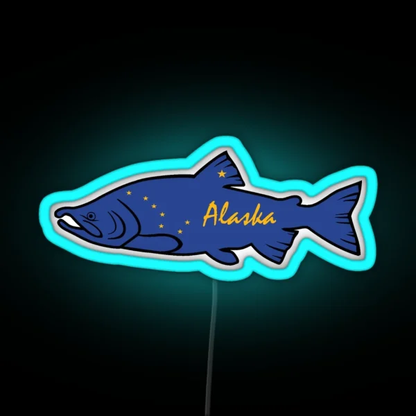 Fish Alaska Salmon RGB Neon Sign