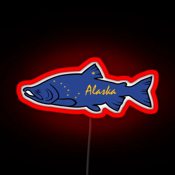 Fish Alaska Salmon RGB Neon Sign