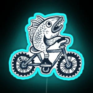 Fish On A Bike Tee RGB Neon Sign