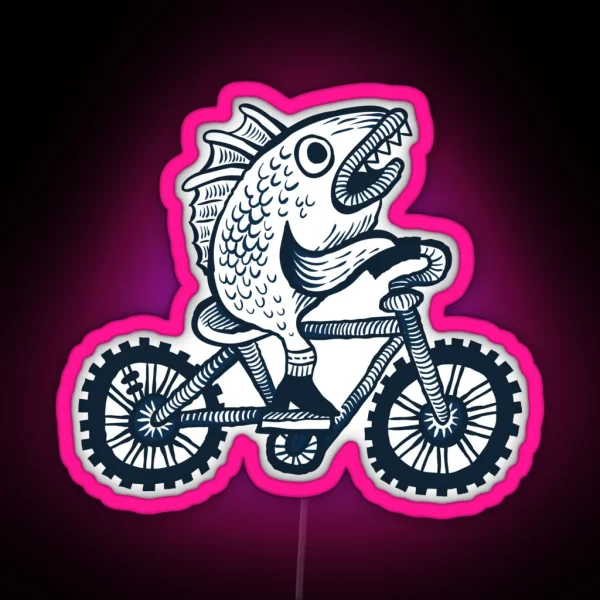 Fish On A Bike Tee RGB Neon Sign